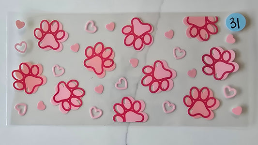 Pink Pawprints & Hearts
